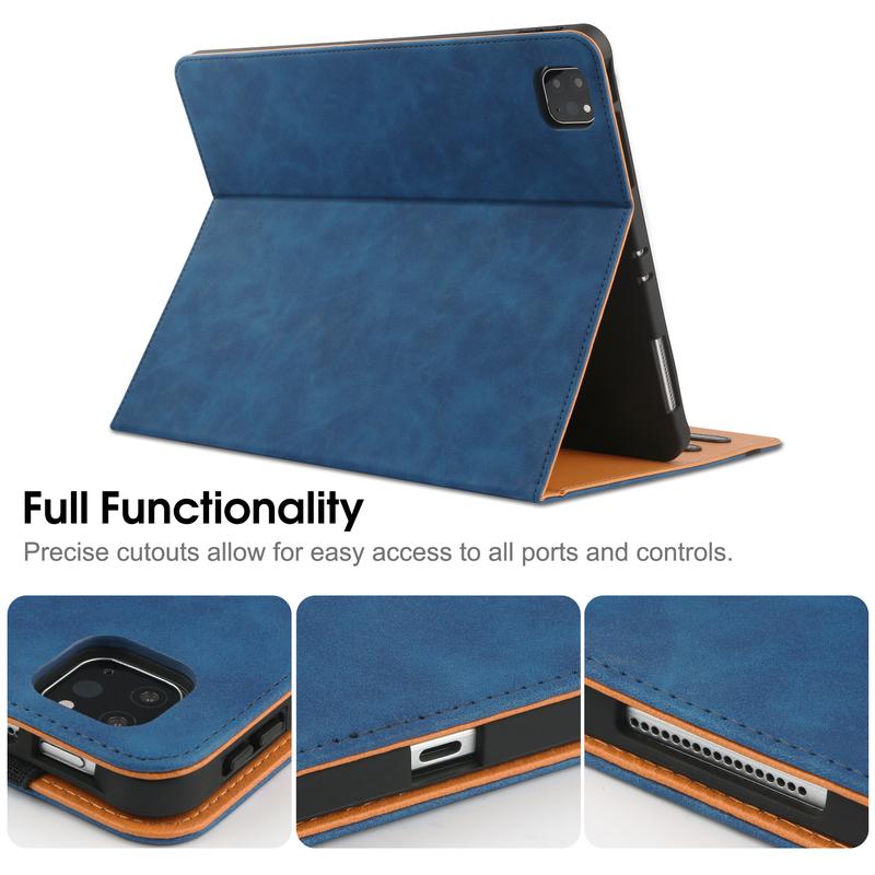 iPad Pro 12.9 Case 2022 2021 2020 2018, with Pencil Holder & Card Pocket, Fits iPad Pro 12.9 5th 4th 3rd Generation, Smart Cover Auto Wake Sleep