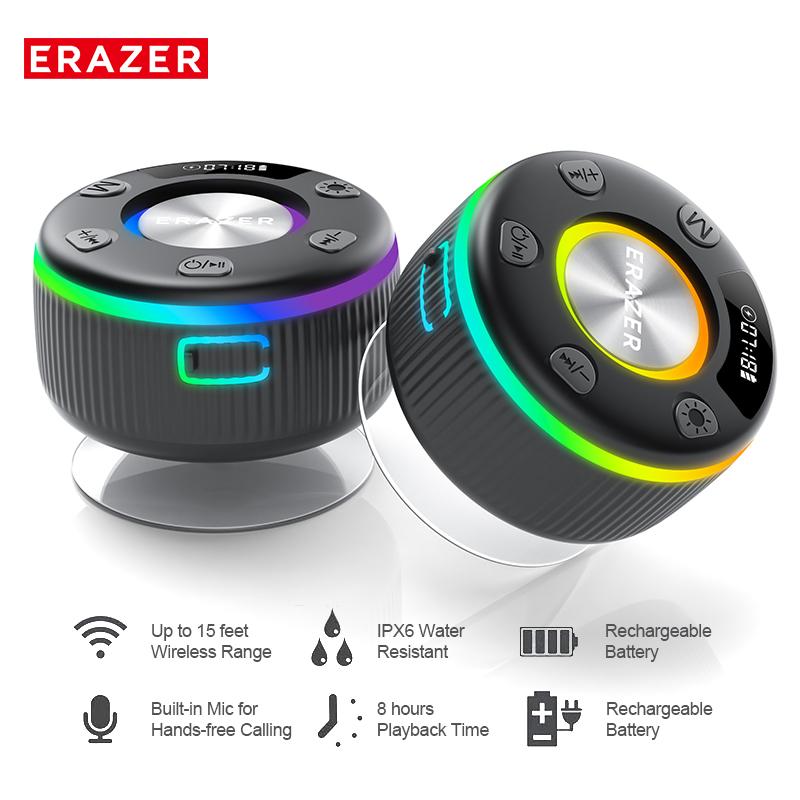 ERAZER XM102 Waterproof Shower Bluetooth Speaker Portable Wireless Speaker with Suction Cup IPX6 Waterproof Speaker Suitable for home party outdoor beach, electronic products, birthday gifts