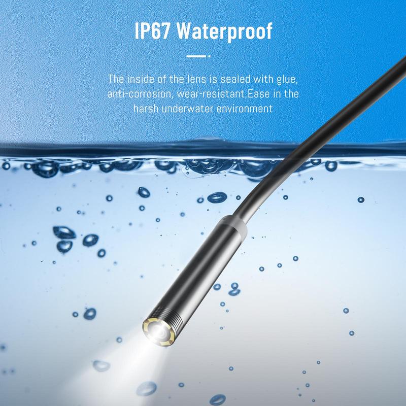 1280*720P HD Endoscope Camera Lens with LED Light, Waterproof Inspection Camera Lens with 6 Adjustable LED Lights, Compatible with Android XP Win7 Win8 Win10