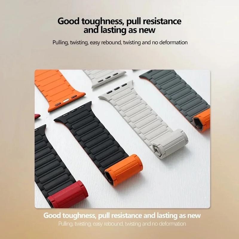 Apple Watch Silicone Bracelet Magnetic Loop Strap for Series 9 8 7 6 5 4 3 Se Ultra 2, 44mm 40mm 49mm 45mm 41mm 38mm Accessories Wearable Durable