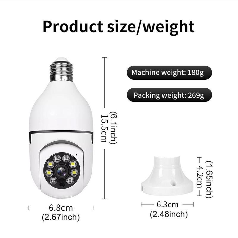 E27 Bulb Design Wireless Security Camera, 360 Degree Rotatable WiFi Home Security Camera, Wireless Outdoor Camera, Home Security Camera