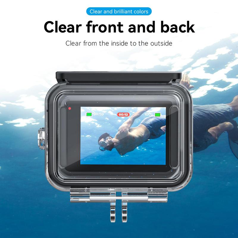 TELESIN Waterproof Case for GoPro Hero 13 12 11  10  9 Black, Underwater Dive Case Housing Shell Supports 60M 196FT Deep Diving Scuba Snorkeling with Bracket Screw GoPro Accessories