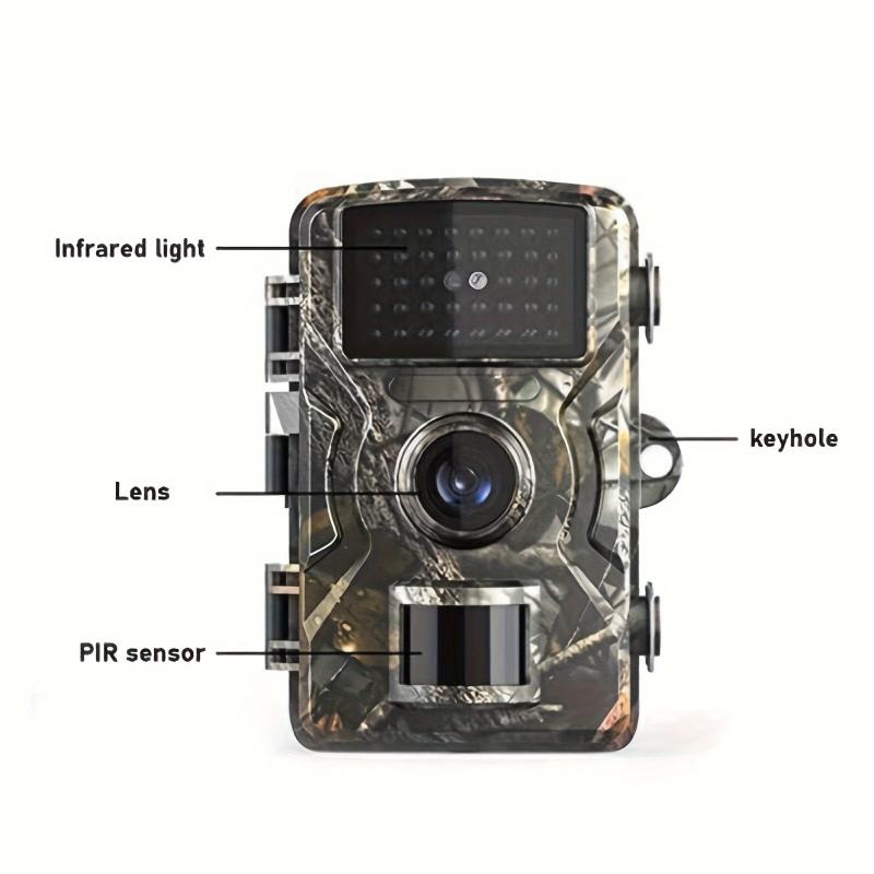 Upgraded Hunting Camera With 2 Inch Screen, HD Wildlife Trailing Camera, Night Vision PIR 393.7 Inch, 0.8 Second Trigger Motion Activation, Suitable For Outdoor Wildlife Surveillance Camouflage