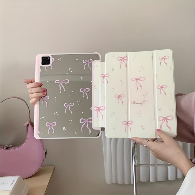 Pink Mirrored Acrylic Tablet Cover - Foldable, Ultra-Lightweight, Stand-Enabled, and Scratch-Resistant Design - Compatible with iPad 10.9, 10.2, Air 5th Gen, Pro 11, 10th, 9.7, Air 2, Air, 7th Gen, 8th Gen, Air 4, Air 5, and Pro 11 2022 Mod