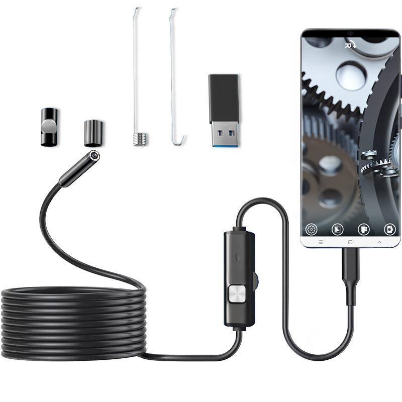 1280*720P HD Endoscope Camera Lens with LED Light, Waterproof Inspection Camera Lens with 6 Adjustable LED Lights, Compatible with Android XP Win7 Win8 Win10