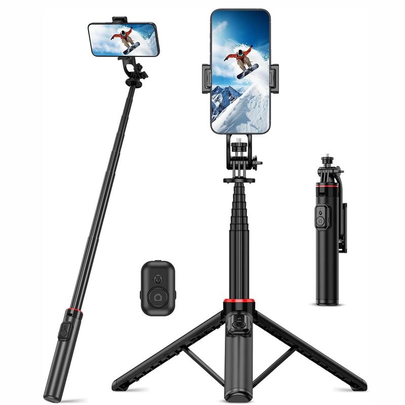 Portable Selfie Stick Tripod, 1 Count 51 Inch Retractable Tripod for iPhone & Android Phone, Selfie Stick with Wireless Remote & Detachable Phone Holder