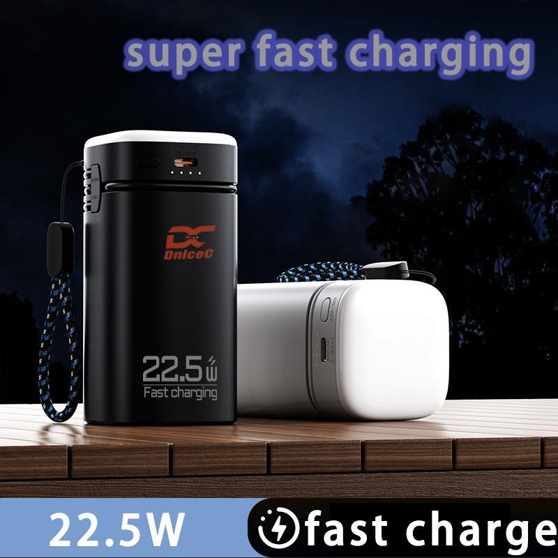 20000mAh Power Bank, 1 Count 22.5W Fast Charging Power Bank with Built in Cable & Flashlight, Portable Charger for Outdoor Camping Emergency