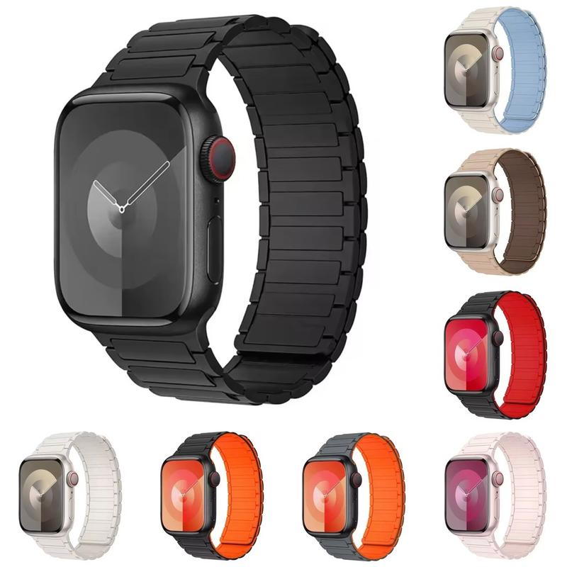 Apple Watch Silicone Bracelet Magnetic Loop Strap for Series 9 8 7 6 5 4 3 Se Ultra 2, 44mm 40mm 49mm 45mm 41mm 38mm Accessories Wearable Durable