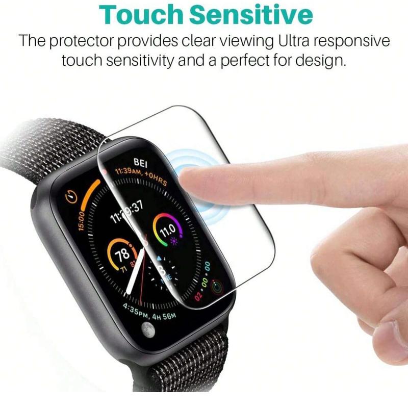 Touch Sensitive Smart Watch Protective Film, Full Coverage Watch Protector Film Compatible With Apple Watch 38mm 42mm 45mm 41mm 40mm 44mm 49mm