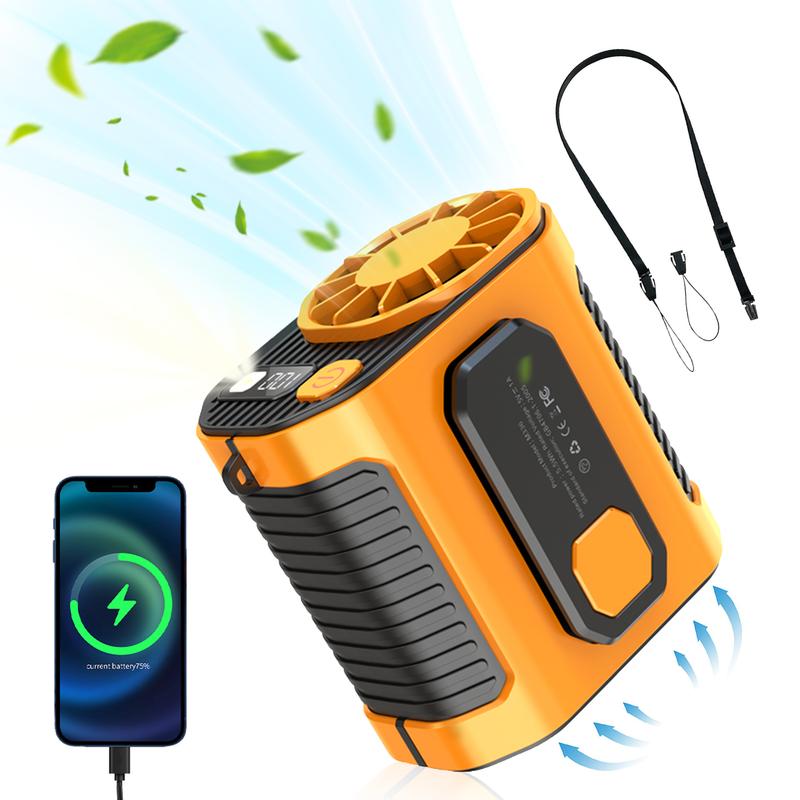 Portable 5000mAh Power Bank, 1 Count 3 in 1 Outdoor Fan with Lights, 3 Wind Speeds Cooling Fan,Rechargeable Camping Fan,Waist Cooling Fan for Outdoor Work,Farm,Hiking,Camping,Gardening and Travel,