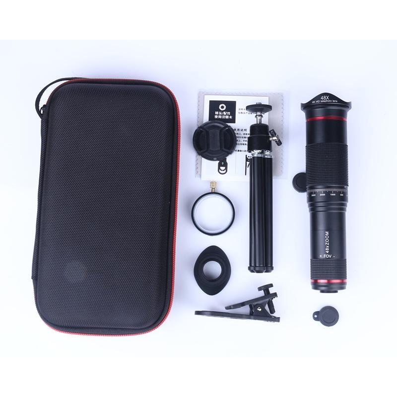 Telephoto Monocular 48X Telescope Mobile Phone Zoom Camera Lens Kit with Tripod Stand Accessories Smartphone Cellphone