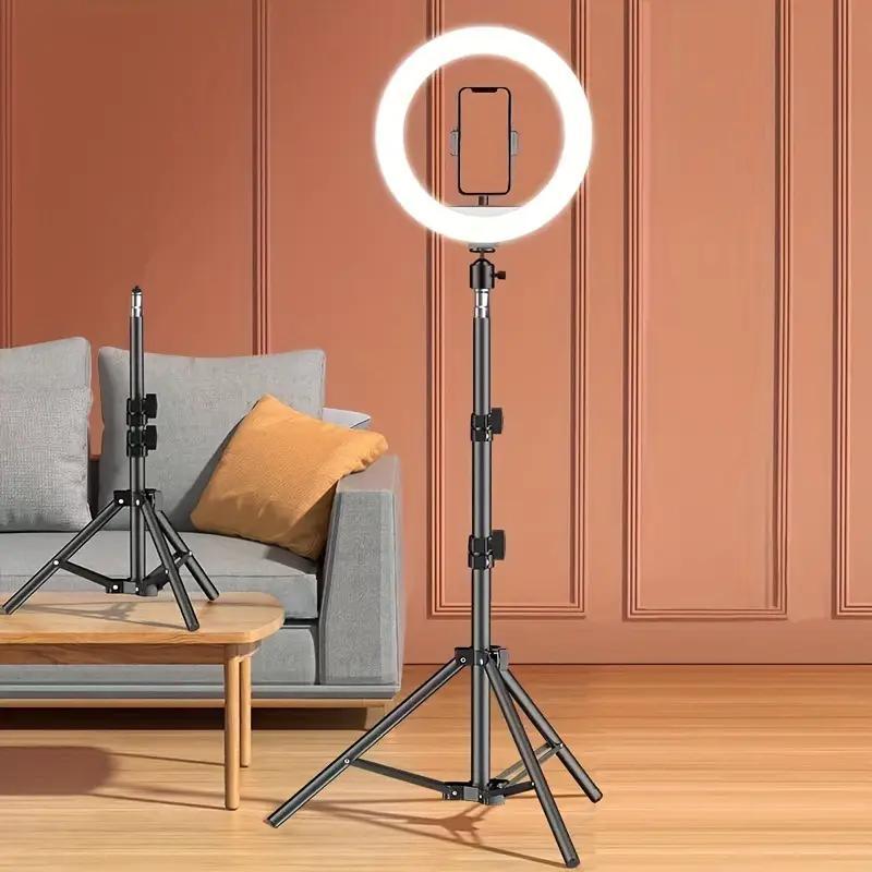 Selfie Ring Light with Tripod, USB Powered Selfie Ring Light with Flexible Retractable Tripod, Adjustable LED Ring Light for Photography Enthusiasts, Live Streaming, Makeup