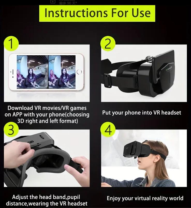 Virtual Reality VR Headset 3D Glasses Headset Helmets VR Goggles For TV, Universal Adjustable Lightweight VR Glasses Movies & Video Games Compatible IOS Or Android, Support 4.7-7 Inch Mobile Phone(Black),Virtual Reality,Vr Set,Vr Glasses