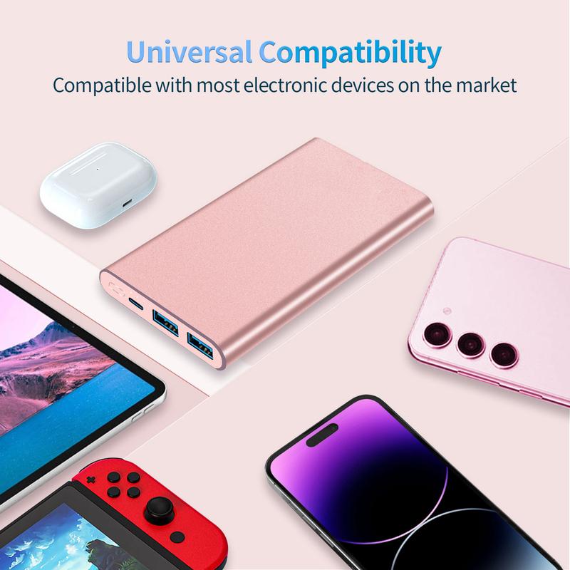 Portable Charger 12000mAh Power Bank Quick Charge Battery Pack USB C High-Speed 3A Input & Output Powerbank Compatible with iPhone 15 14 13 12 11 Pro Max iPad Samsung Android and More - Pink