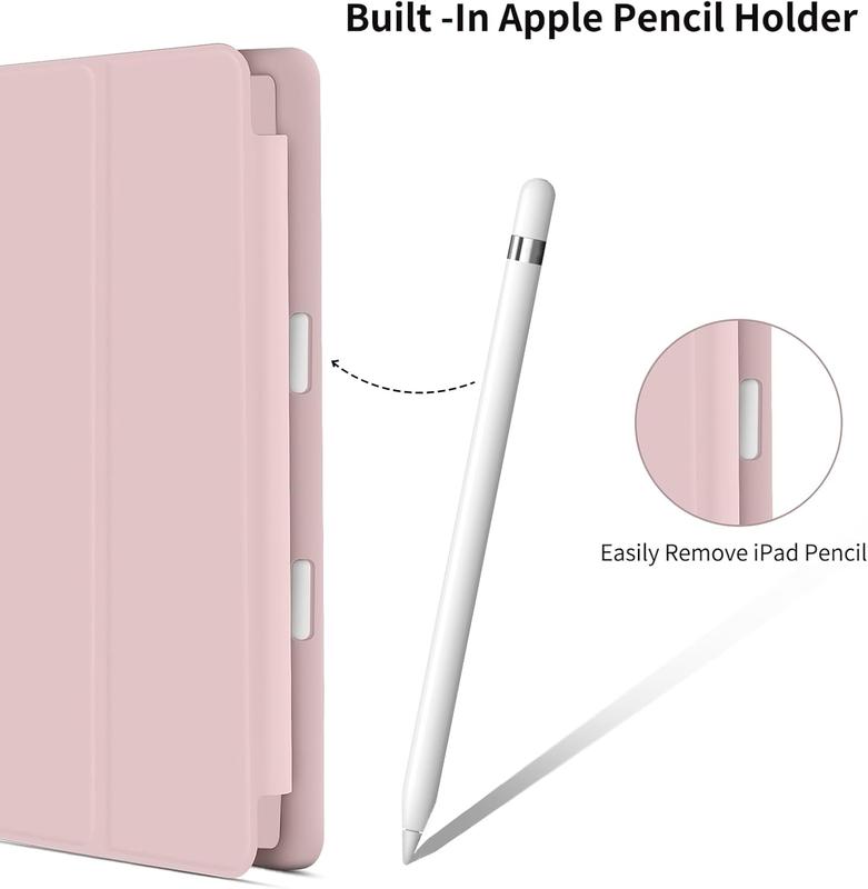 Case for iPad 6th 5th Generation (2018 2017 Model) 9.7 Inch with Pencil Holder, Lightweight  Stand Cover with Soft TPU , Auto Wake Sleep, Model A1822 A1823 A1893 A1954, Pink