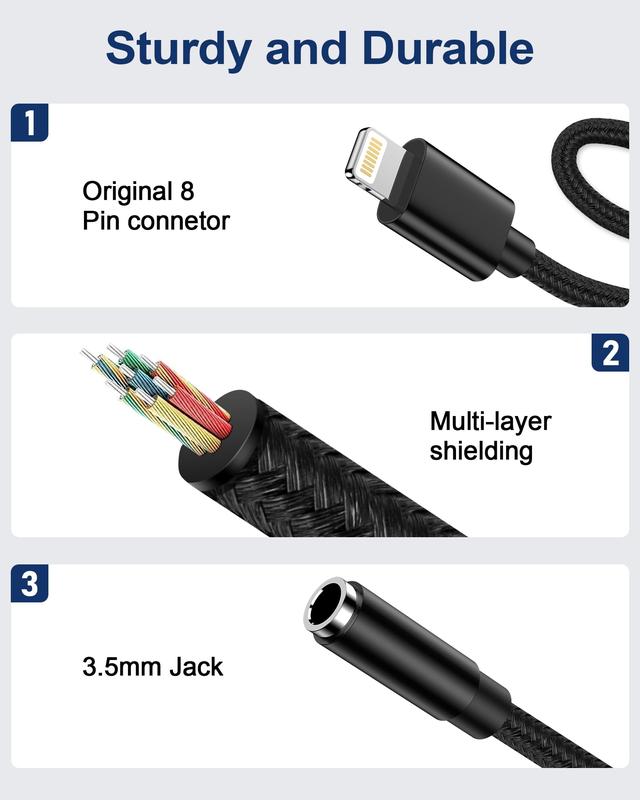 2 Pack [Apple MFi Certified] Lightning to 3.5mm Aux Adapter for iPhone Headphones, iPhone Aux Adapter Dongle for iPhone iPad iPod - Headphone Jack Adapter, Apple Dongles Accessories Devices Aluminum Durable Portable Android Usb