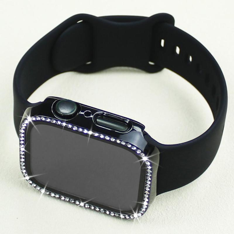 Rhinestone Decorated Silicone Watch Band, Fashionable Watch Band for Women, Smart Watch Accessories Compatible with Apple Watch (Band Only)