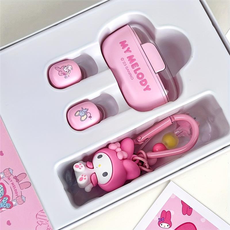 4 Styles Sanrio Hello Kitty Kuromi Melody Cinnamoroll Wireless Earphones - Unique Translucent Design, Easy Carrying, Smart Calls, Kawaii Patterned Earbuds - Perfect Cute Birthday or Christmas Gift for Girls