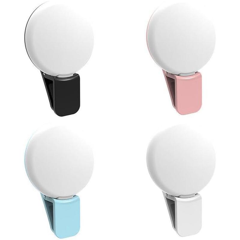 Mini Ring Selfie Light, Upgraded Small Clip On Ring Light,Nursing Light ,Portable LED Light for Phone, Smartphone Accessories 3 Color Lighting Modes and Adjustable Brightness Selfie Light, Tool for Tiktok Stuff, Cellphone Photos (White,Black,Pink,Blue)