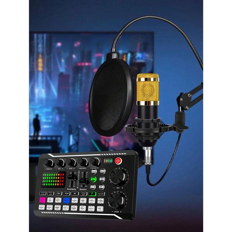 BM800 Condenser Microphone + F998 Sound Card Kit Is Suitable For Computer Recording, Game Voice Communication, High-Quality Sampling, Home Use