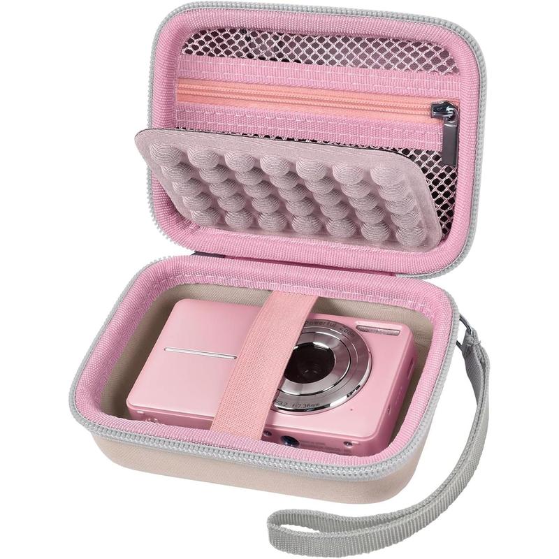 Digital Camera Case for CAMKORY for Kodak Pixpro for VAHOIALD for  DSCW800 830  for  PowerShot 180 190. Vlogging Cameras Storage Holder for Accessories (Box Only)-Pink