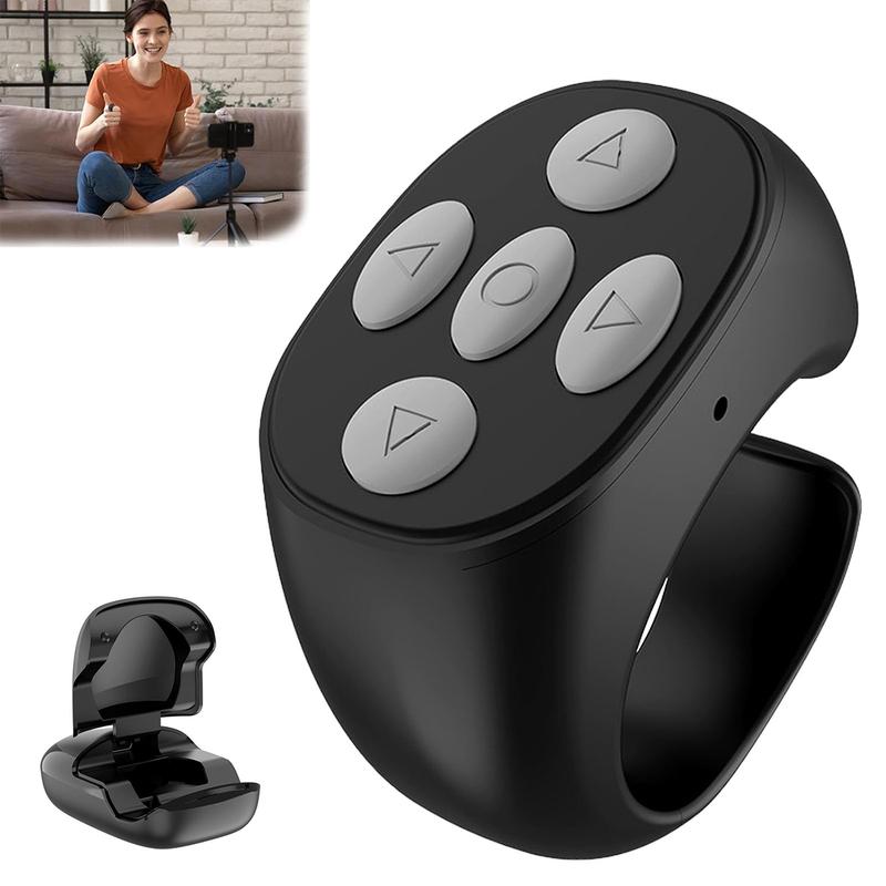 2025 New Remote Control Page Turner Bluetooth Scroller Ring, Fingertip Wireless Bluetooth Remote Control, Short Video and Music Camera Shutter Remote Controller Scrolling Ring, Bluetooth Page Turner, for Phones Tablets remote control wireless ring tik tok