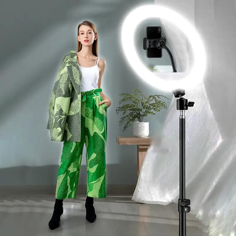 Selfie Ring Light with Tripod, USB Powered Selfie Ring Light with Flexible Retractable Tripod, Adjustable LED Ring Light for Photography Enthusiasts, Live Streaming, Makeup