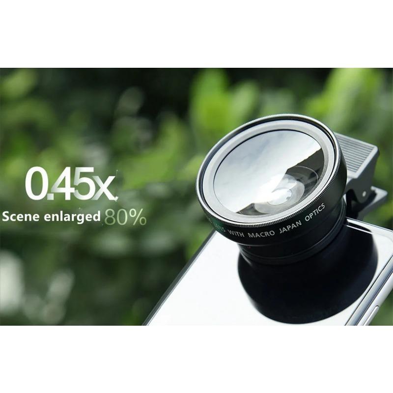 0.45x Ultra Wide Angle Macro Lens for Mobile Phone DSLR External Camera Special Effects for Mobile Phone Lens