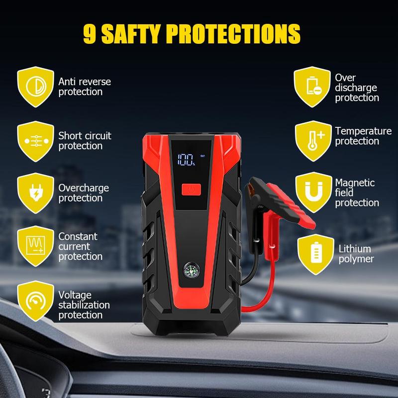 Battery Jumper for Car, Car Emergency Start Power Bank with LED Flashlight, Portable Car Jump Starter with Type C & USB Output, Multifunctional Car Battery Repair Tool