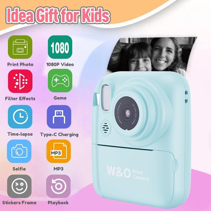 Instant Print camera, Polaroid Camera With 3 Print Paper, 32G Card Selfie Video Camera for Kids, 1080P Rechargeable Camera, Fast Photo Printing Toy camera, Chrismas Birthday gift, For All Ages